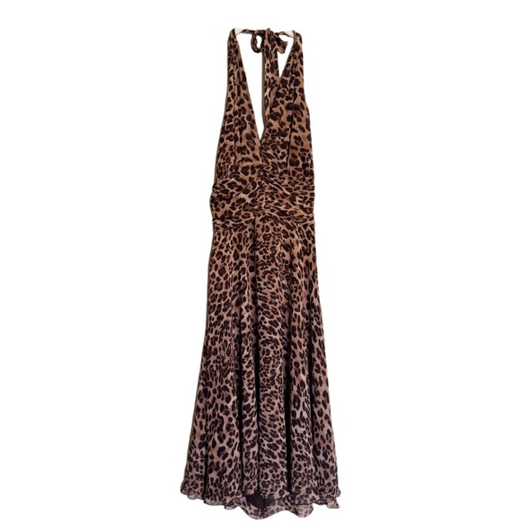 Victor Costa Cheetah Leopard Animal Print Halter Dress Size 6 NEW - Picture 1 of 16